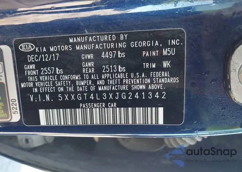 2018 Kia Optima S z USA, uszkodzony, nr VIN 5XXGT4L3XJG241342